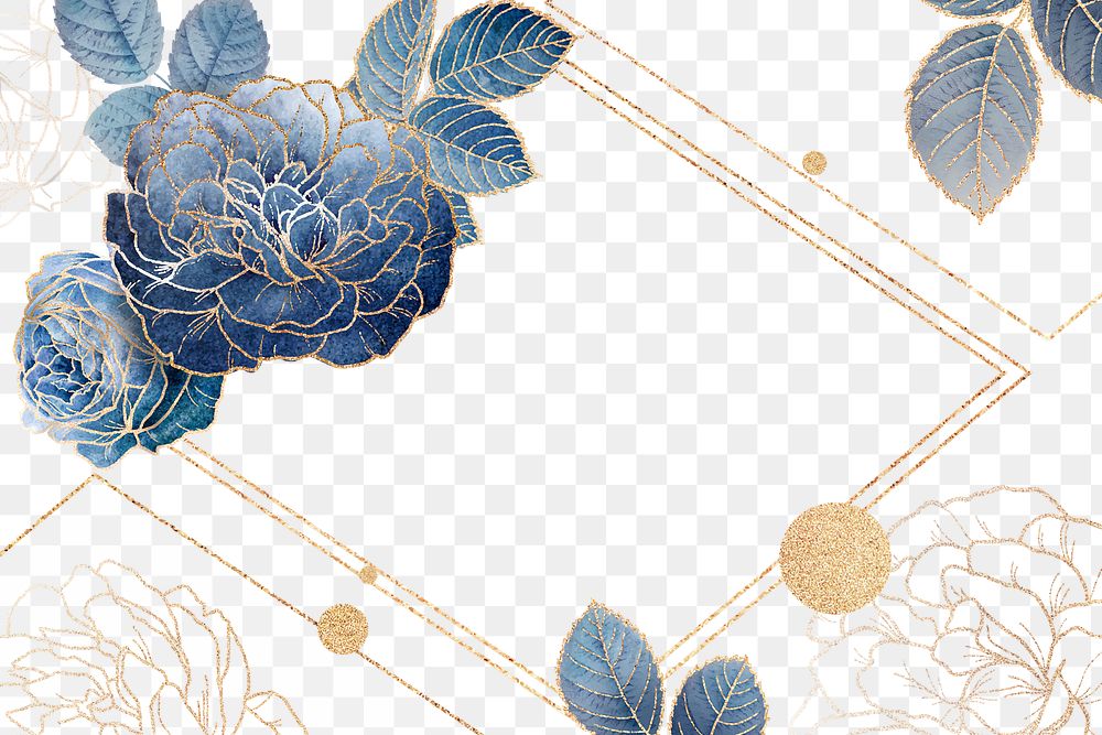 Golden peony flower frame design element