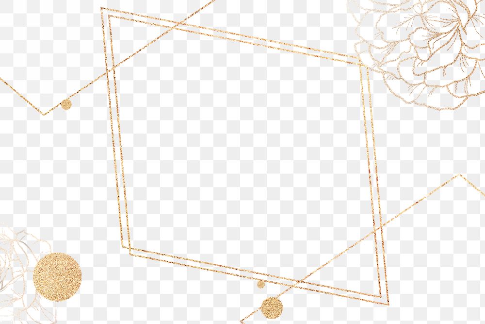 Golden floral rhombus frame design element
