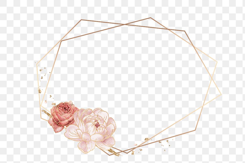 Golden floral frame design element