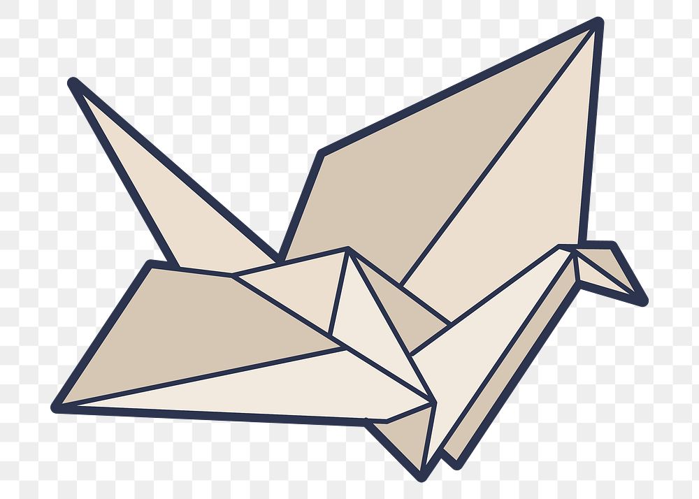 Japanese origami bird sticker design element