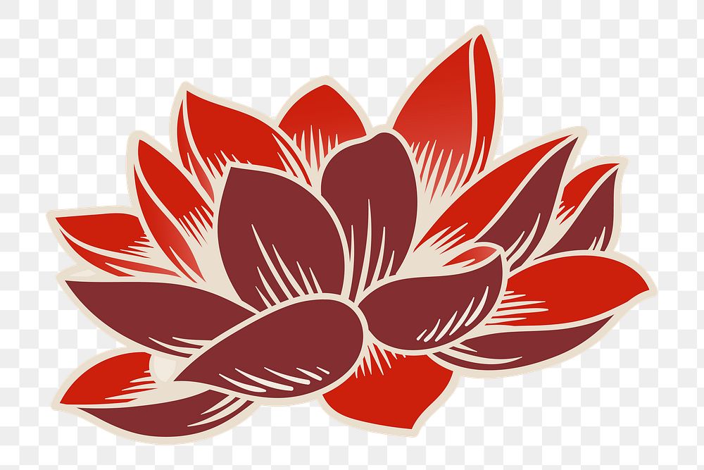 Japanese lotus flower sticker design Free PNG Sticker rawpixel