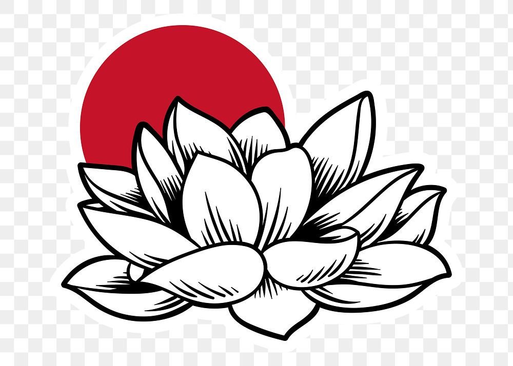 Japanese Lotus Flower Sticker With White Free Png Sticker Rawpixel