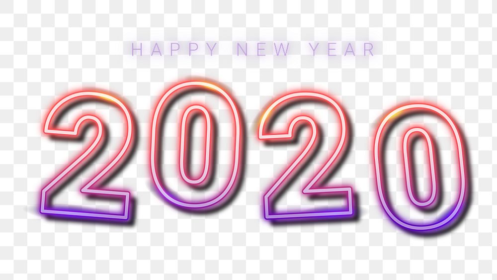 Neon happy new year 2020 wallpaper transparent png
