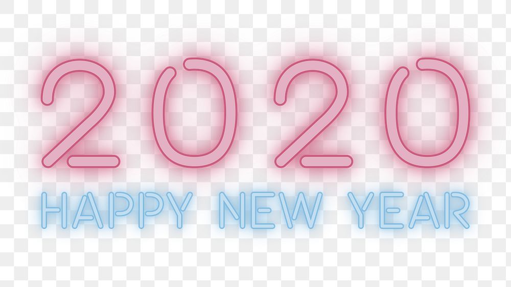 Neon happy new year 2020 wallpaper transparent png