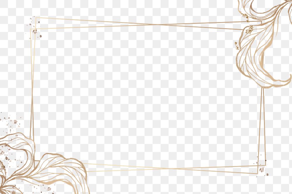 Rectangle frame with outline leaves decoration