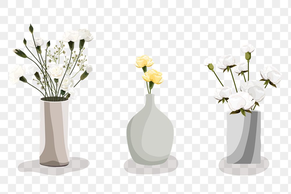 Flowers in vases design resource collection transparent png