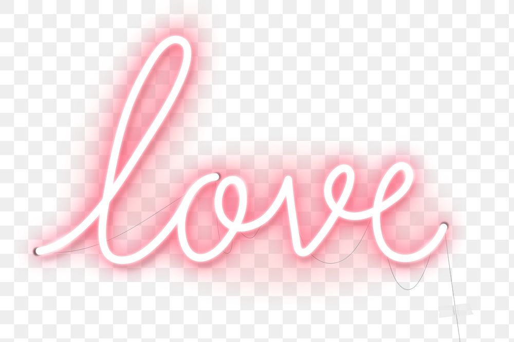 Neon love sign design resource transparent png