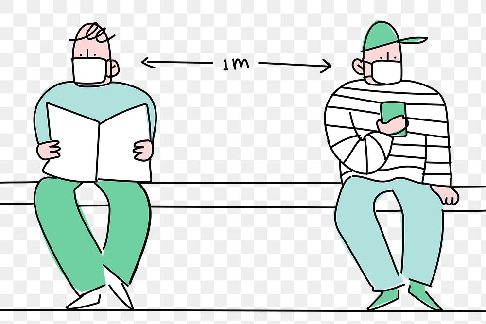 Social distancing in public character transparent png