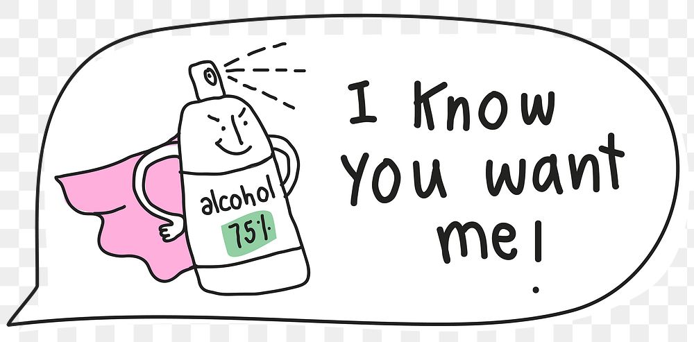 75% alcohol bottle png new normal lifestyle doodle sticker