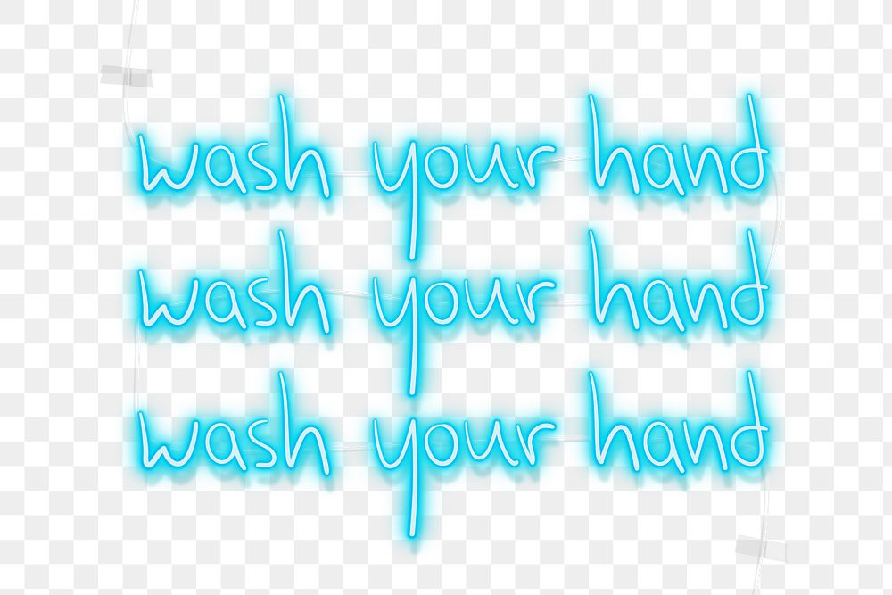 Wash your hands during coronavirus pandemic neon signs transparent png