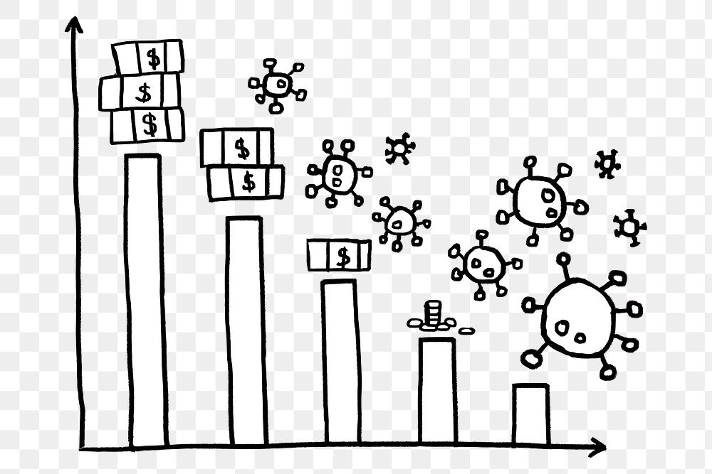 Economic impact of the Covid-19 outbreak doodle element transparent png