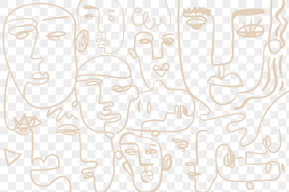 Abstract beige face line drawing background design element