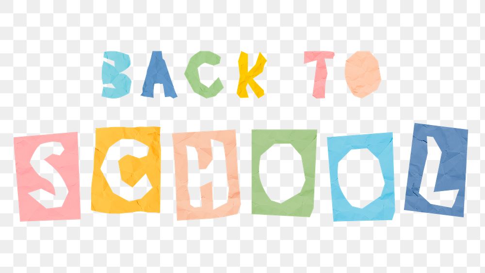 Png BACK TO SCHOOL  paper cut font cute  typography