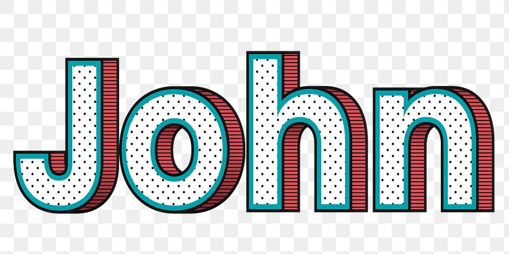 John png name halftone word Free PNG Sticker rawpixel