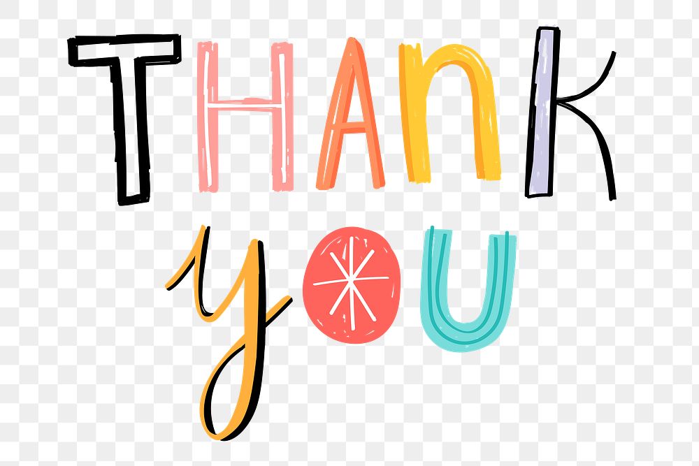 Thank you text png doodle premium png sticker rawpixel