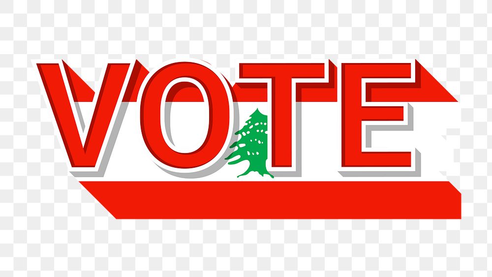 Vote text Lebanon flag png election