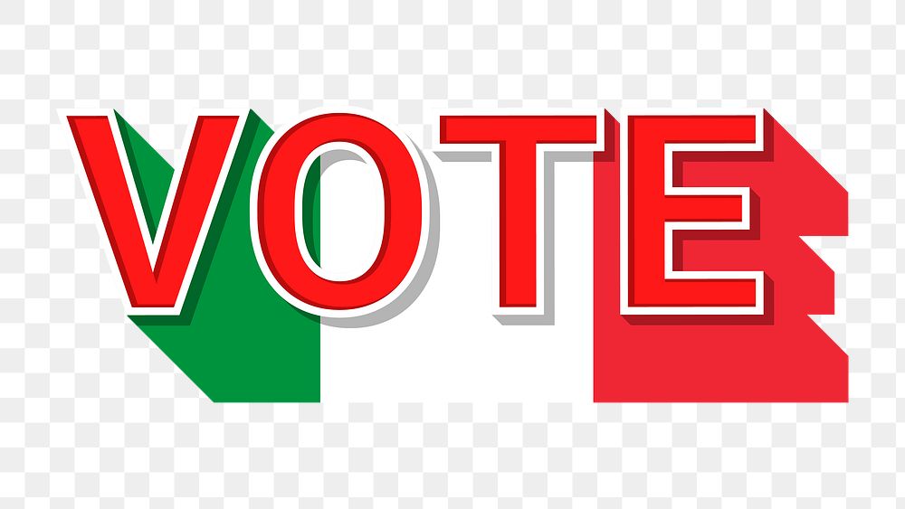 Vote text Italy flag png election