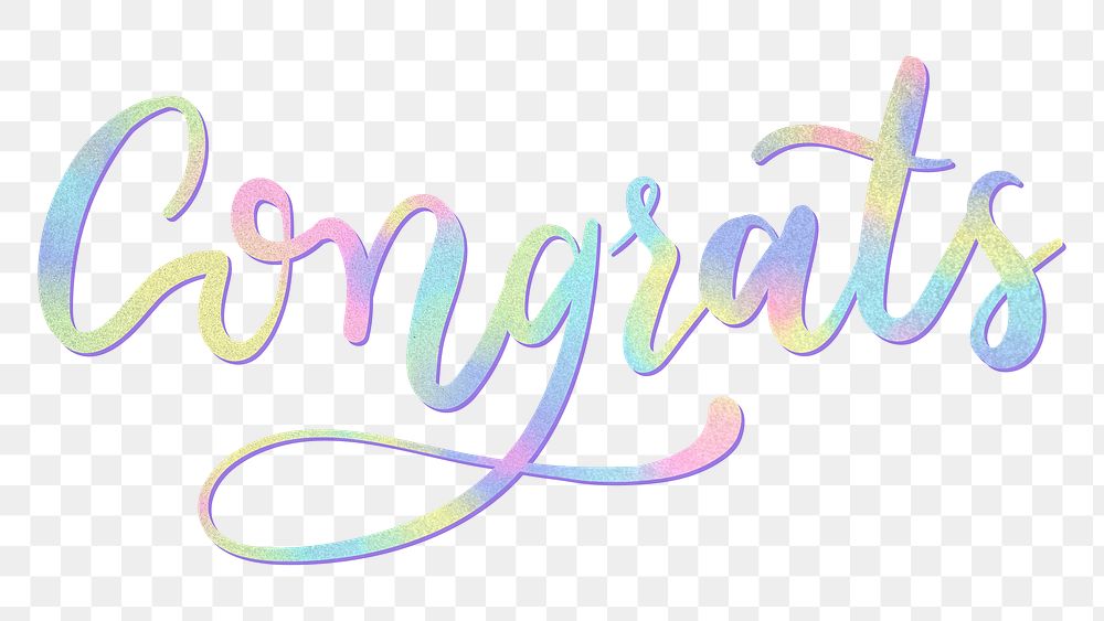 Pastel congrats png typography text