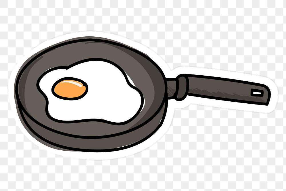 Fried egg on frying pan transparent png