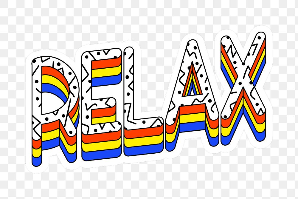 Colorful relax typography design transparent png