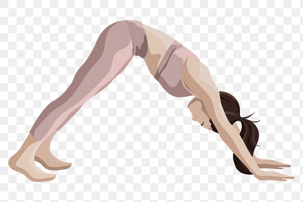Yoga png downward dog pose sticker in minimal style