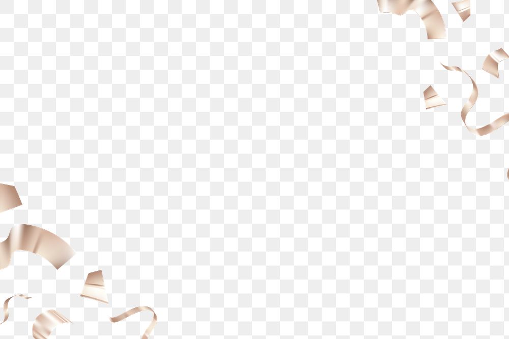 Png rose gold ribbons 3D border on transparent background for birthday celebration