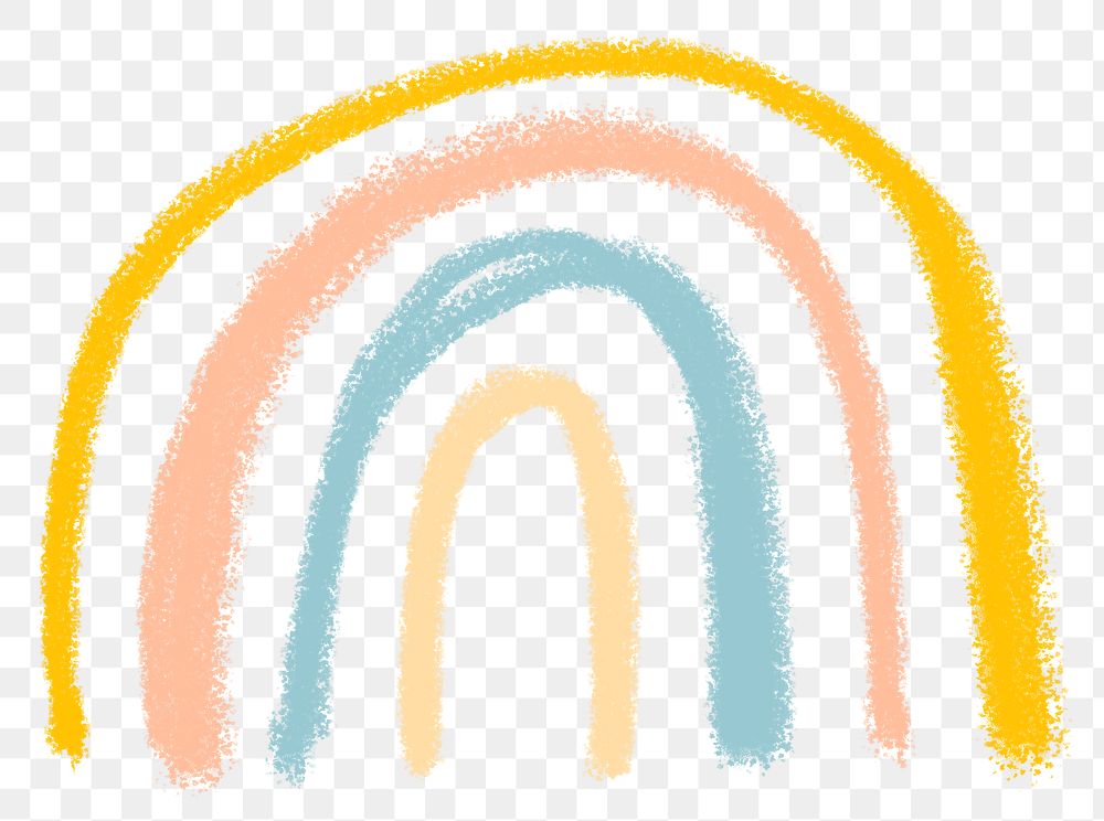Rainbow png hand drawn cute diary sticker for kids