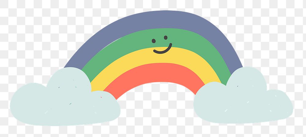 Png smiling rainbow doodle sticker for kids