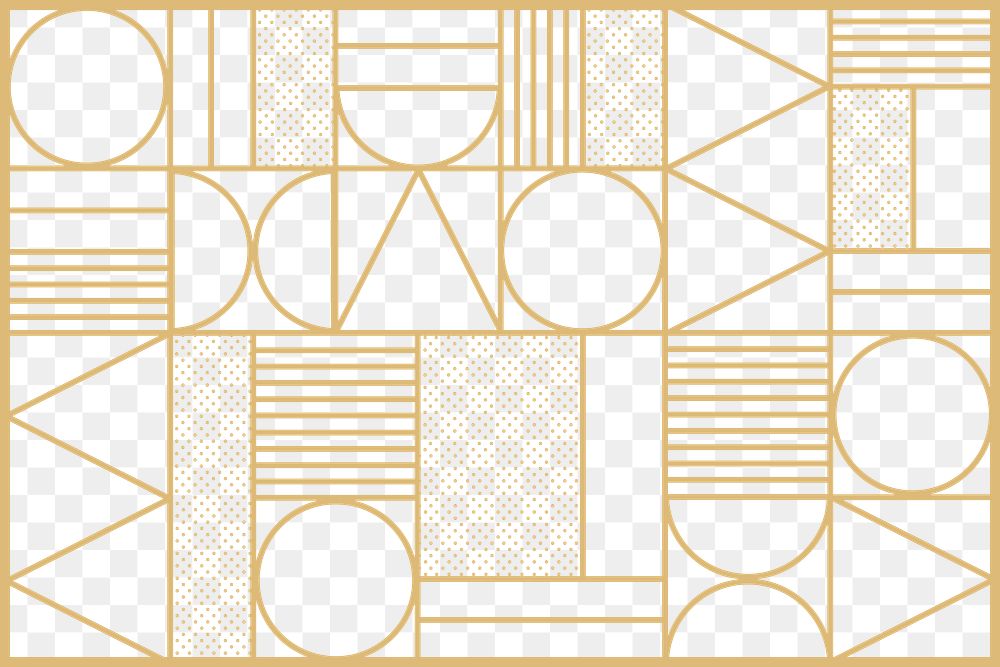 Art deco pattern png transparent background in gold