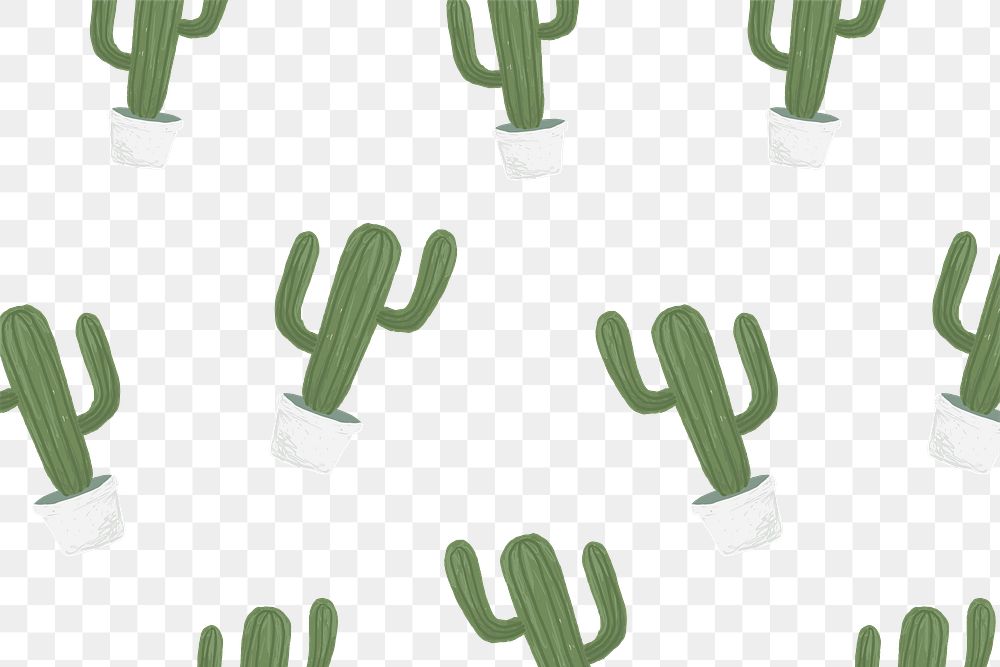 Cactus pot patterned background png cute hand drawn style