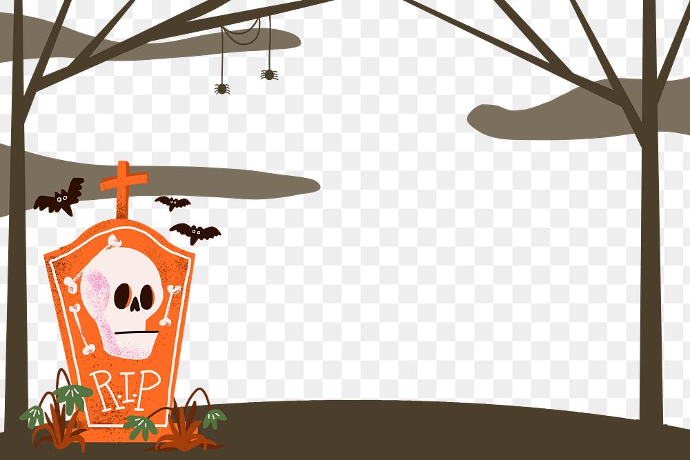 Halloween PNG frame, spooky tombstone border illustration
