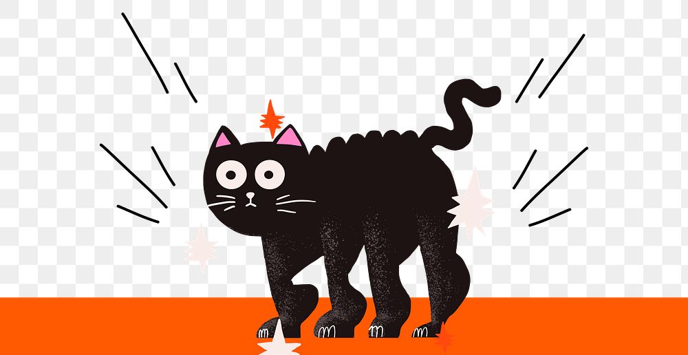 Halloween PNG background, in transparent cute black cat border illustration