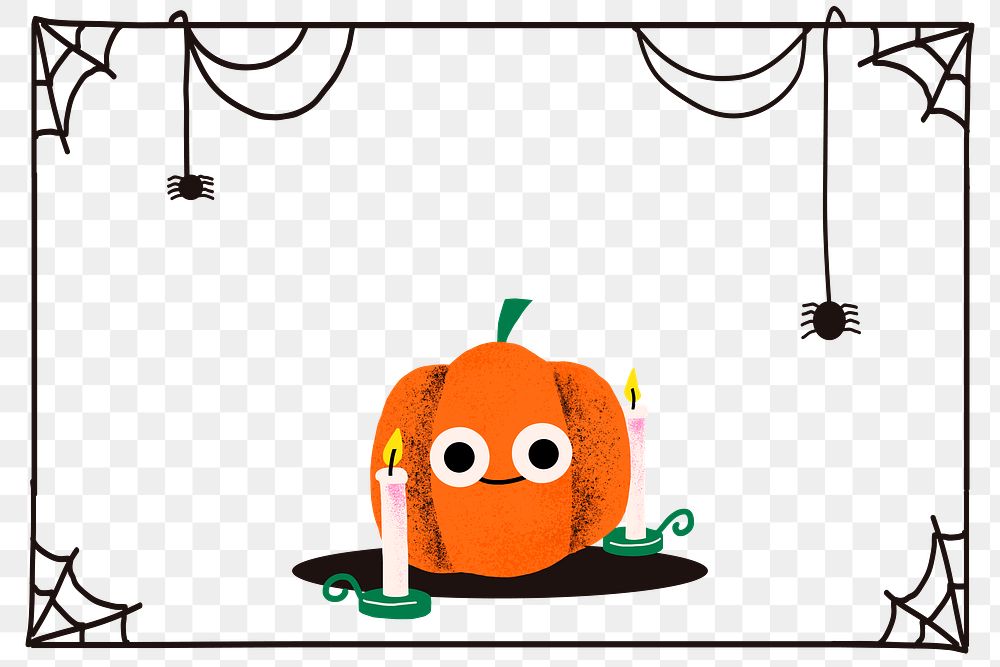 Halloween PNG frame illustration, cute jack-o'-lantern pumpkin