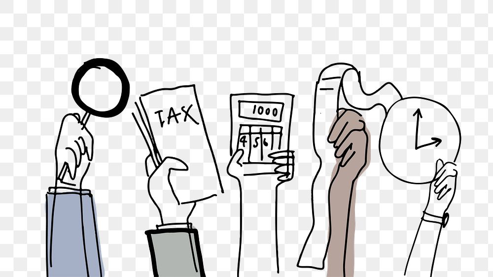 Tax audit png hand drawn debt concept