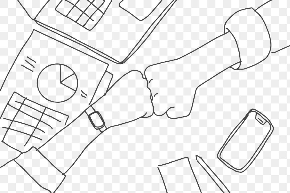 PNG business people doodle doing a fist bump