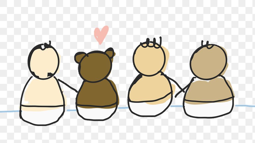 Babies png sticker hand drawn character
