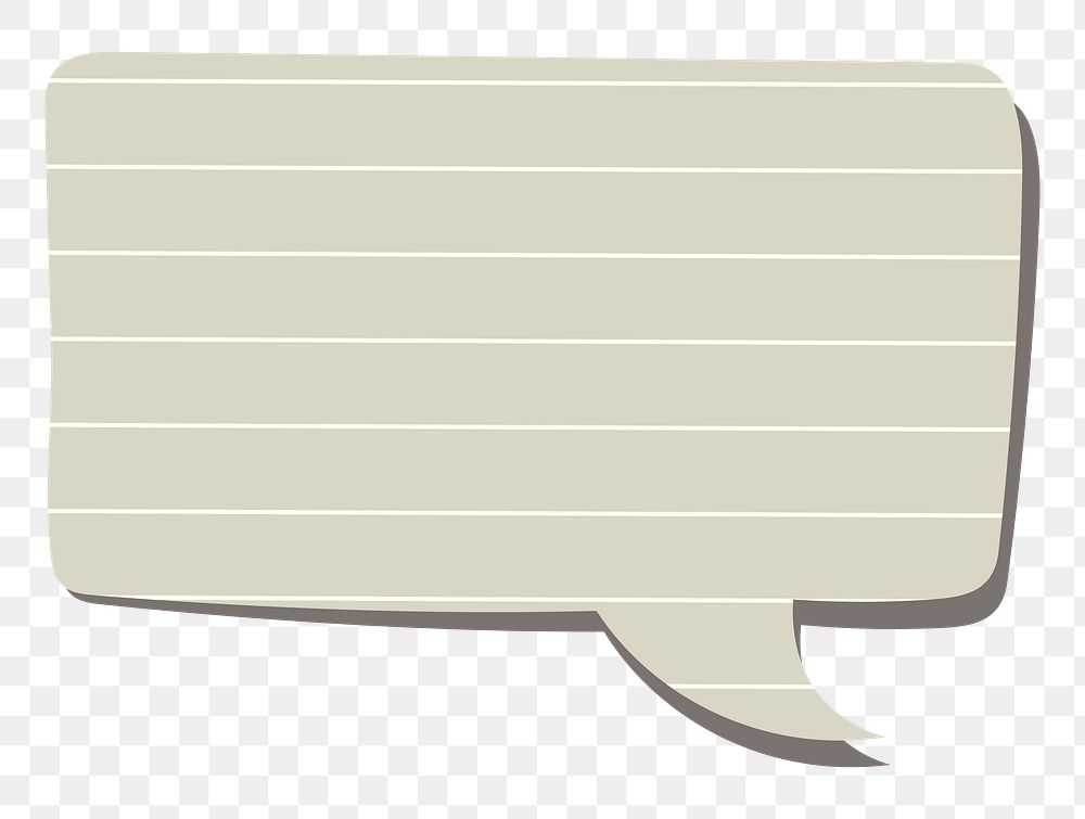 Speech bubble png sticker in gray lined paper pattern style