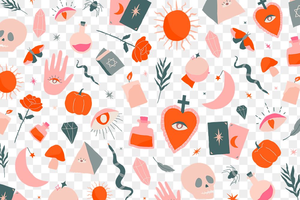 Bohemian png witchcraft doodle Halloween transparent