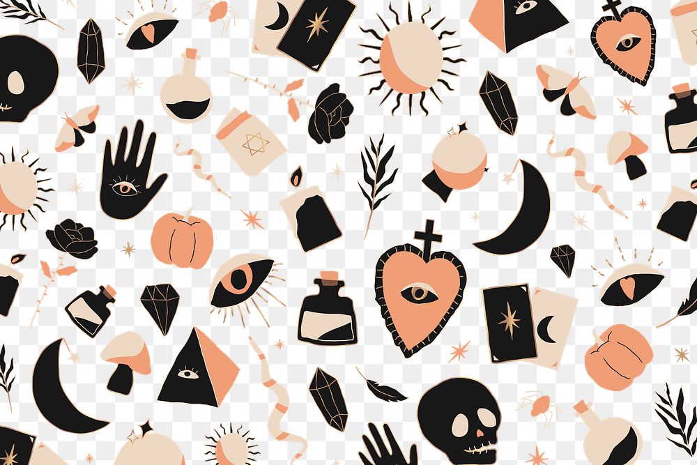 Bohemian witchcraft doodle png Halloween transparent