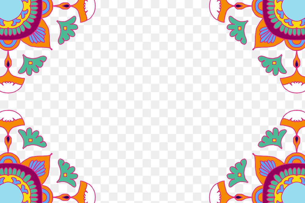 Colorful Indian rangoli png border design element