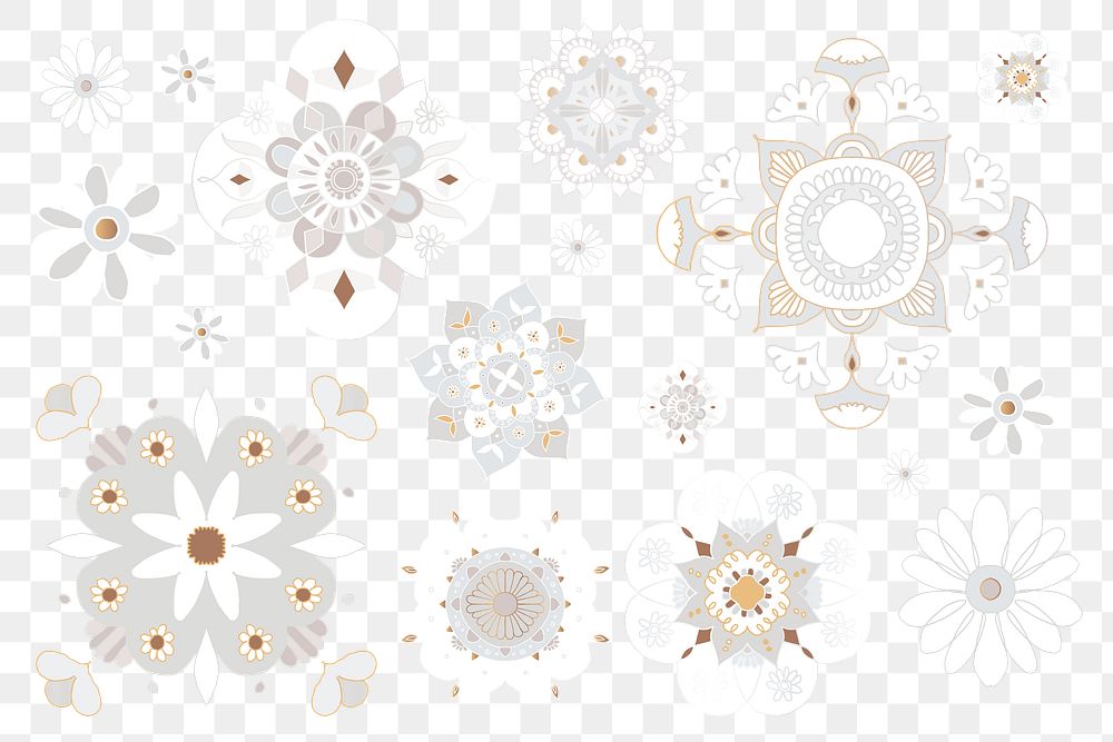 Indian Mandala pattern png sticker floral symbol collection