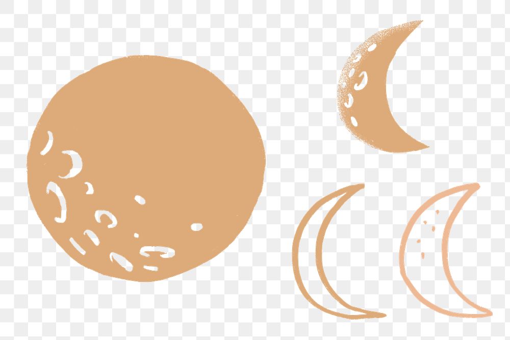 Cute moon gold png galaxy doodle illustration sticker