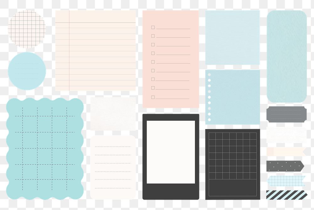 Memo pad reminder paper png sticker set