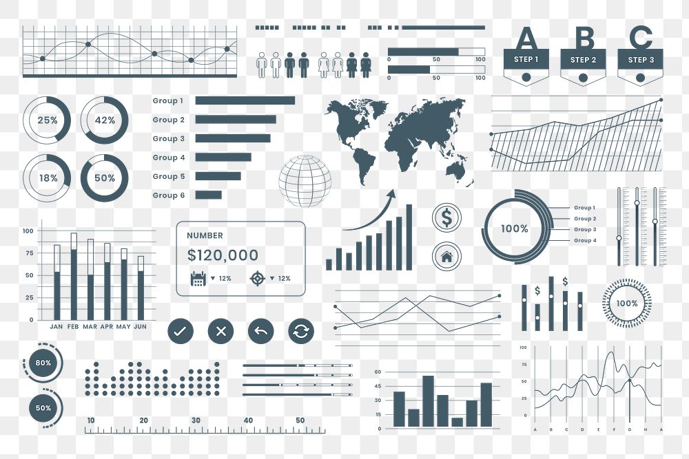 Marketing dashboard data infographic png
