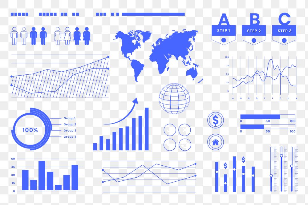 Futuristic digital user interface png dashboard