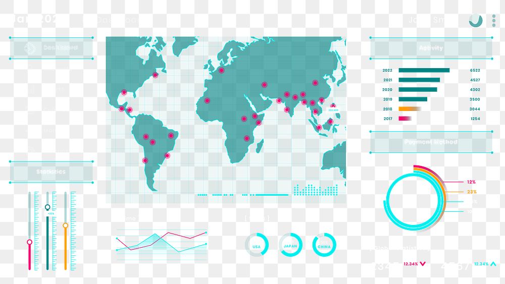 Business dashboard data infographic png
