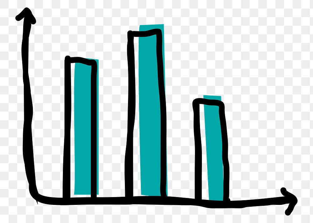 Green bar chart png doodle hand drawn icon