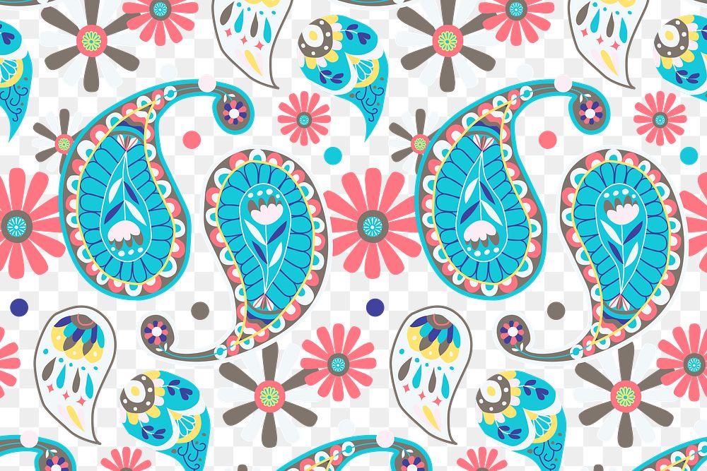 Oriental paisley pattern png transparent background