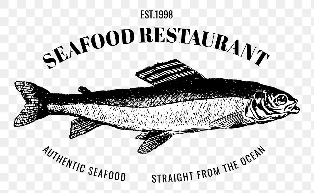 Vintage seafood restaurant png fish logo business badge
