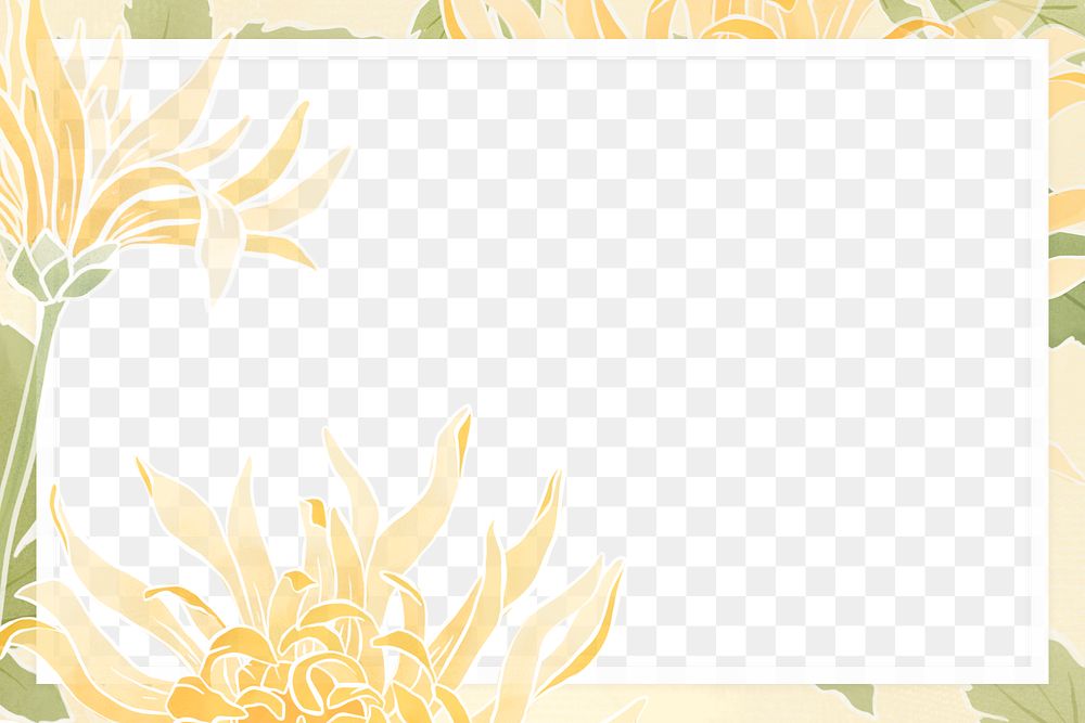 Hand-drawn png chrysanthemum frame transparent background